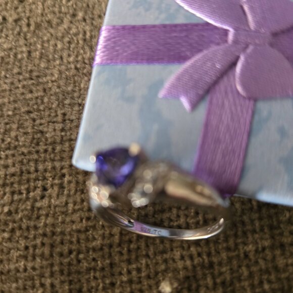 Blue Tanzanite Ring, 925 silver, size 10